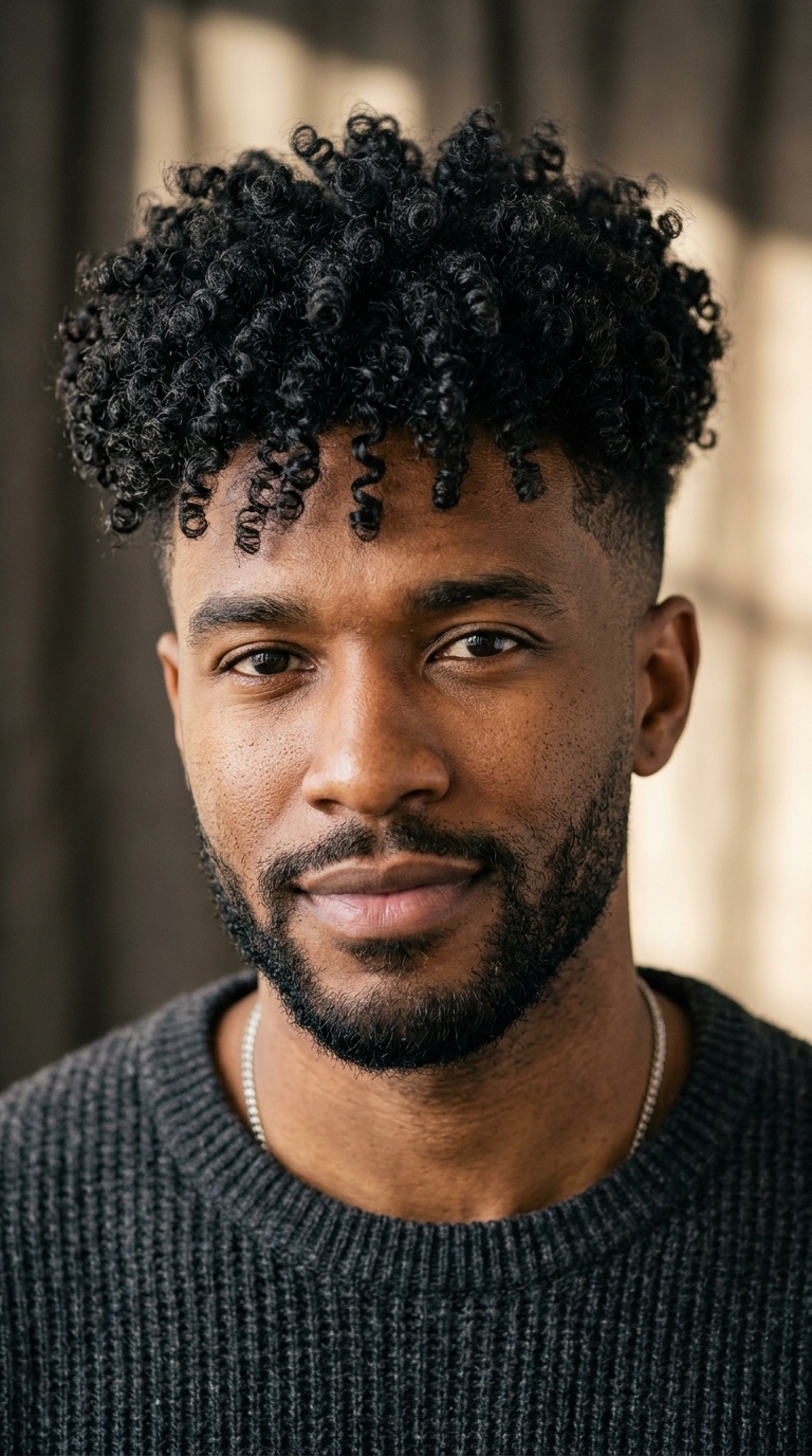 Natural Curls with Tapered Sides