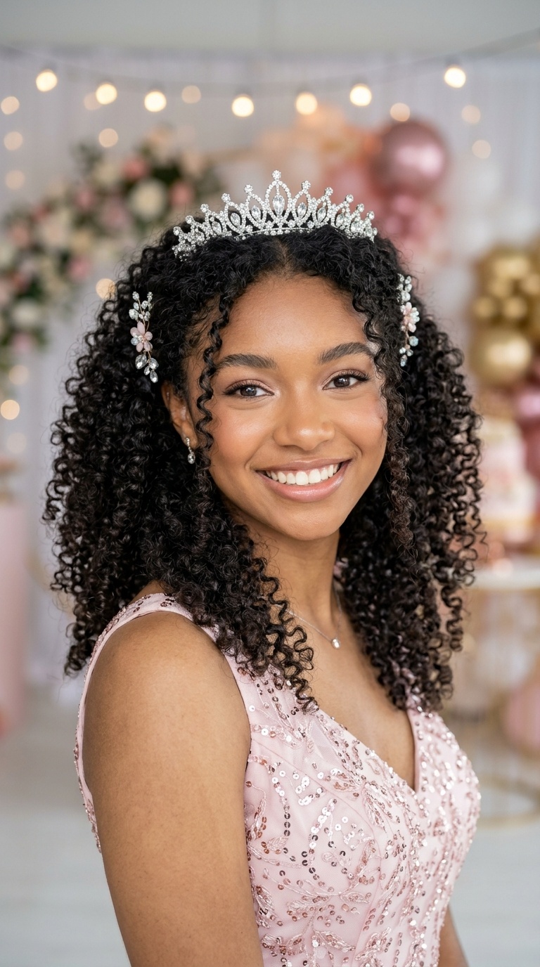 Natural Curls with Tucked Sides
