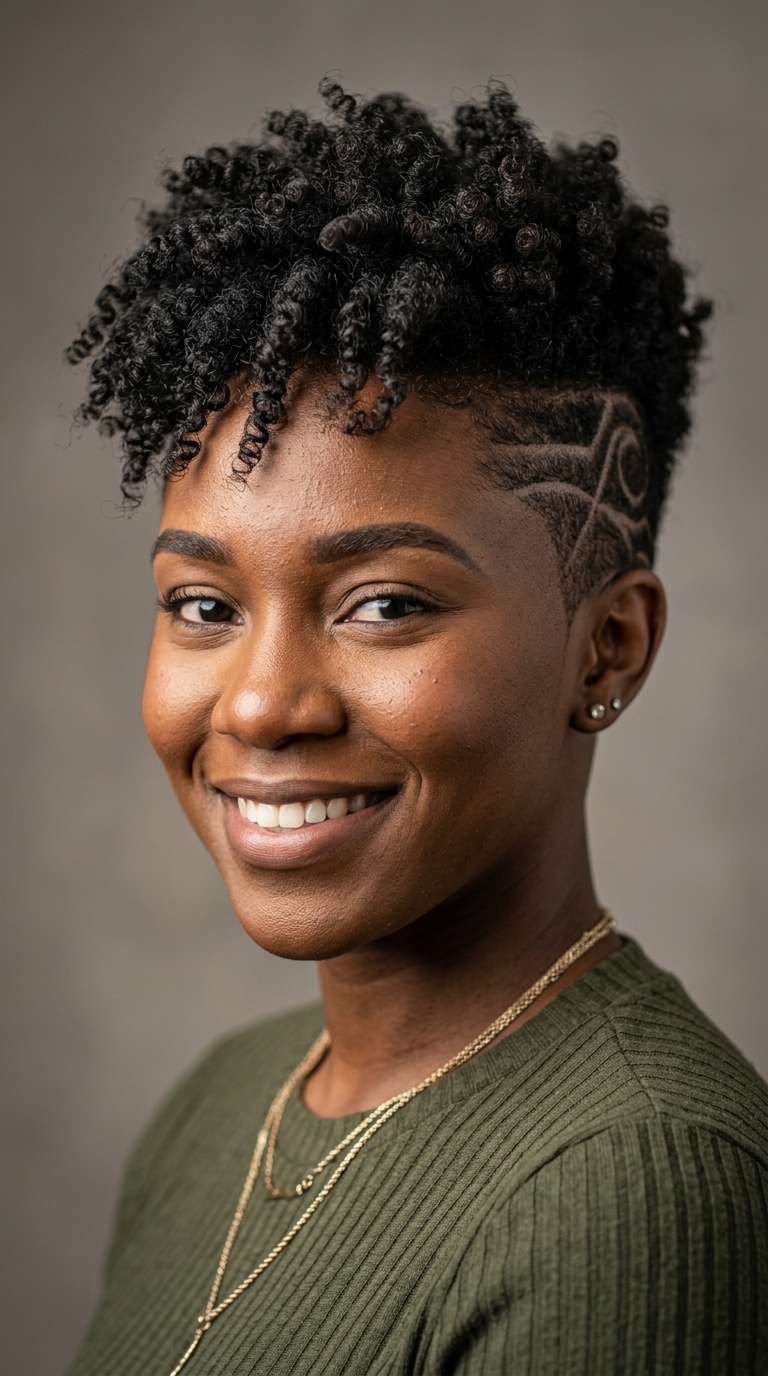 Natural Hair Undercut with Designs
