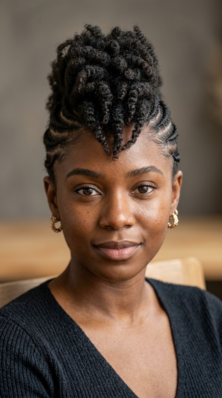 Natural Mohawk with Braided Sides