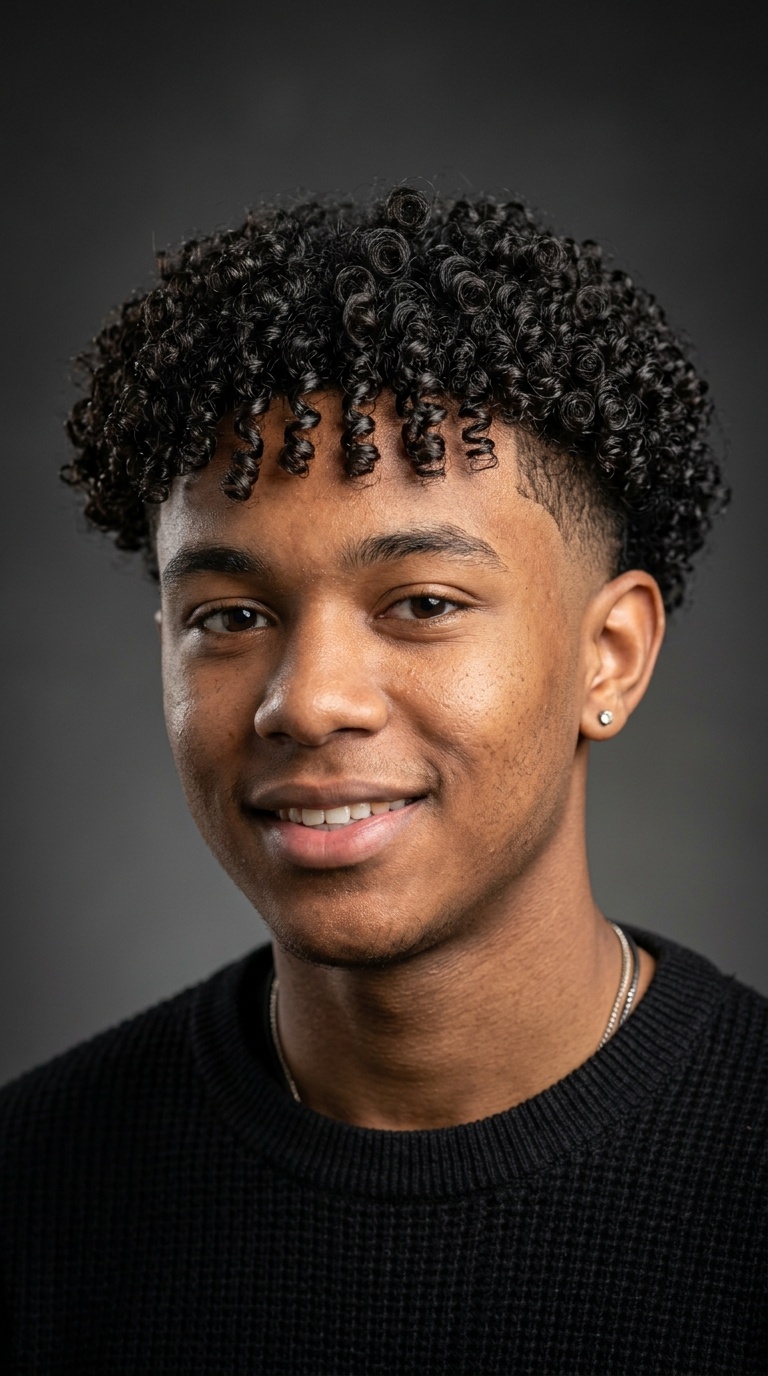 Natural Ringlets with Burst-Style Drop Fade
