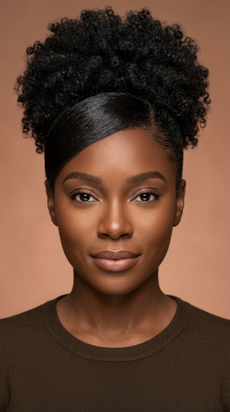 Natural Texture Puff with Straightened Swoop