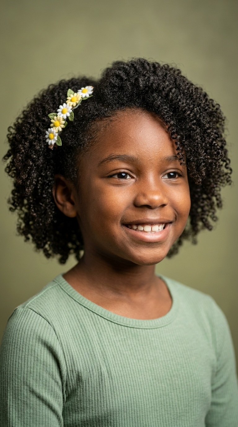 Natural Wash-and-Go with a Floral Clip