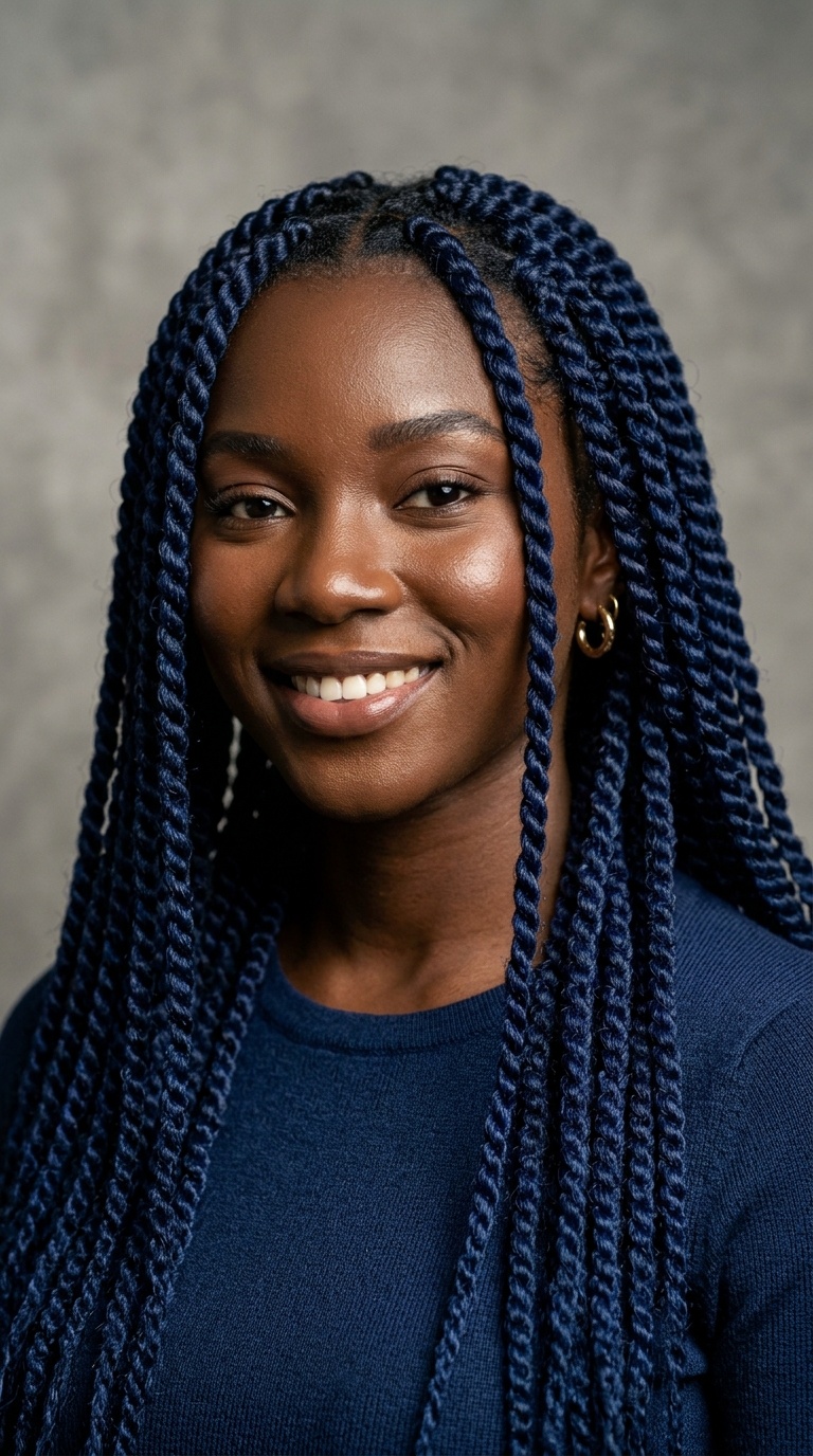 Navy Blue Crochet Braids