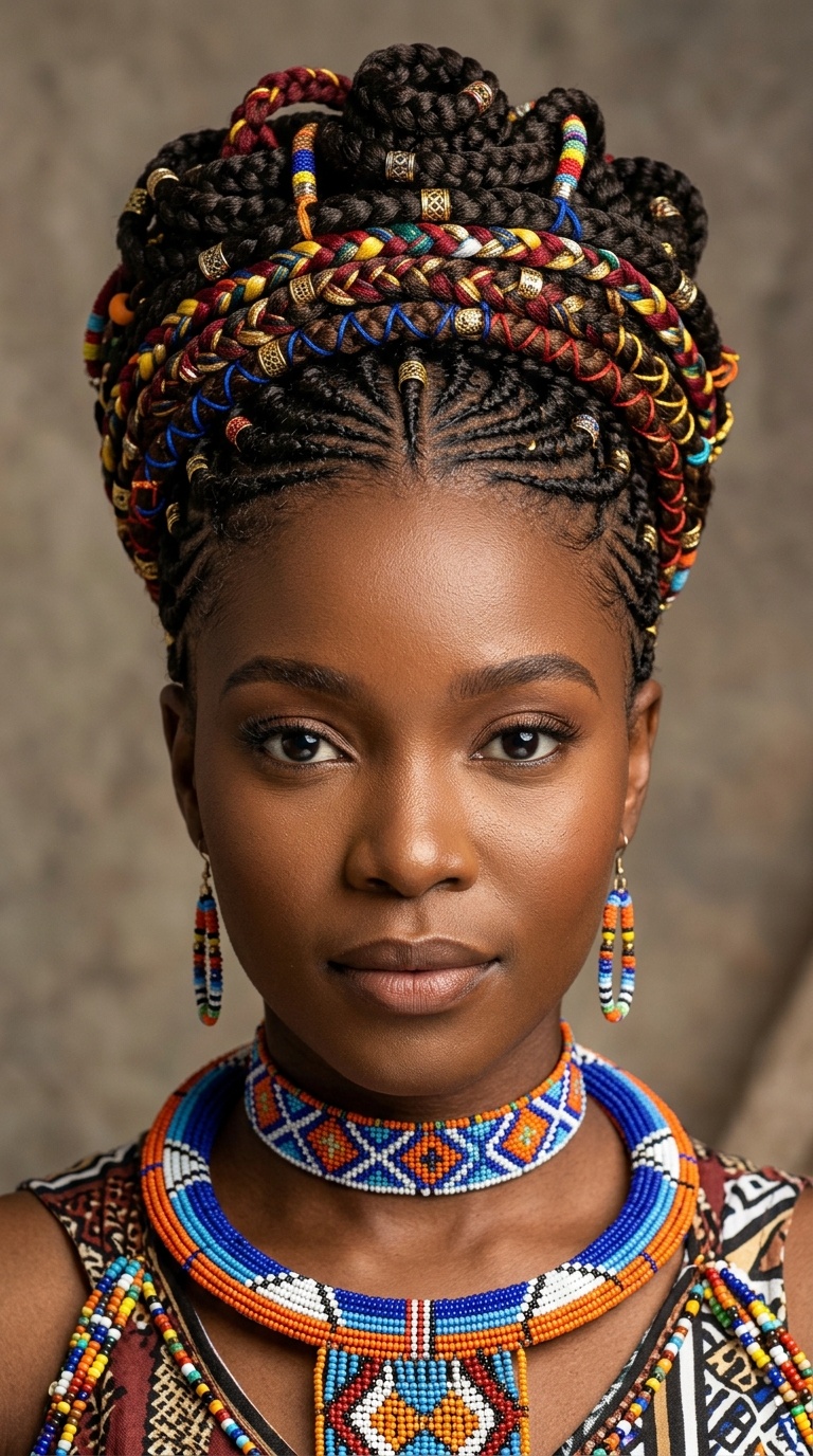 Ndebele-Inspired Braided Crown