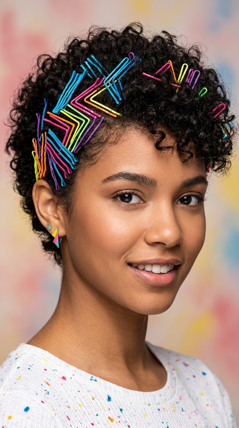 Neon Bobby Pin Geometric Art