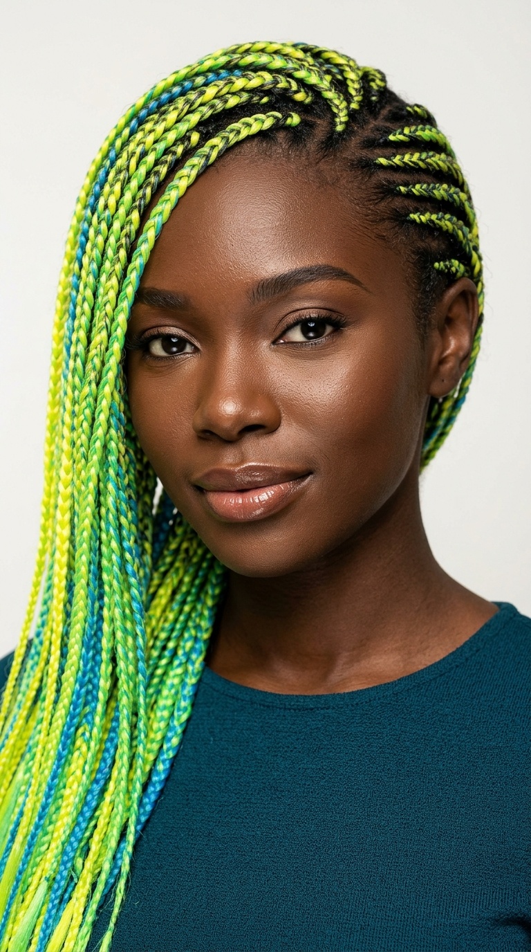 Neon Colored Lemonade Braids