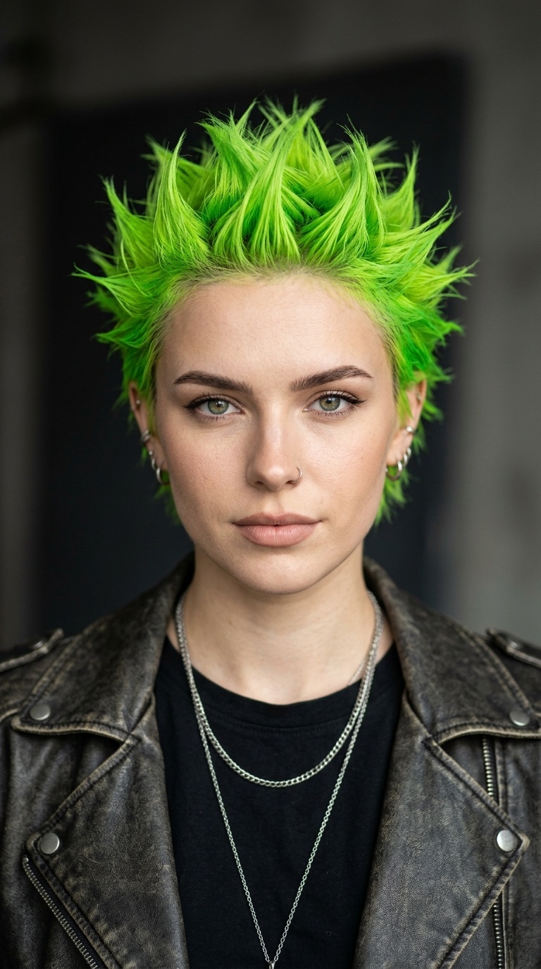 Neon Green Punk Spikes