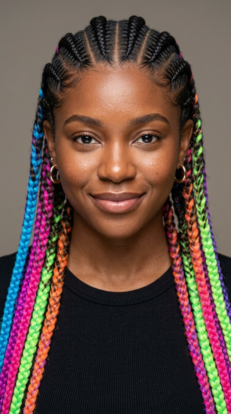 Neon Pop Feed-in Braids
