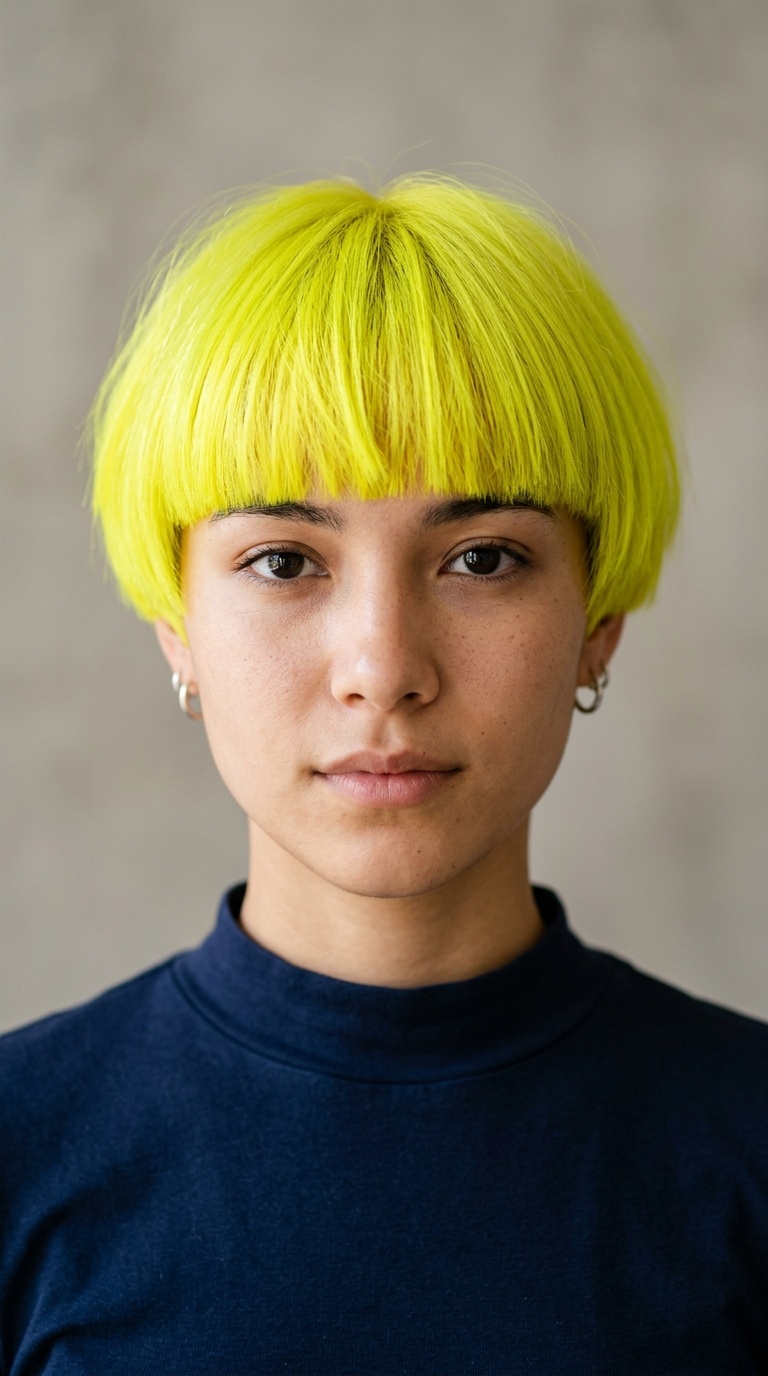 Neon Yellow Bowl Cut