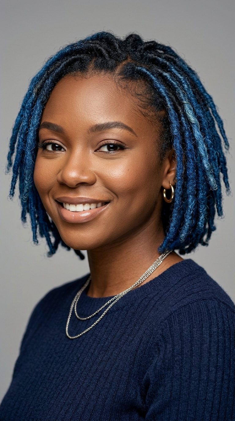 Ombré Blue Short Locs
