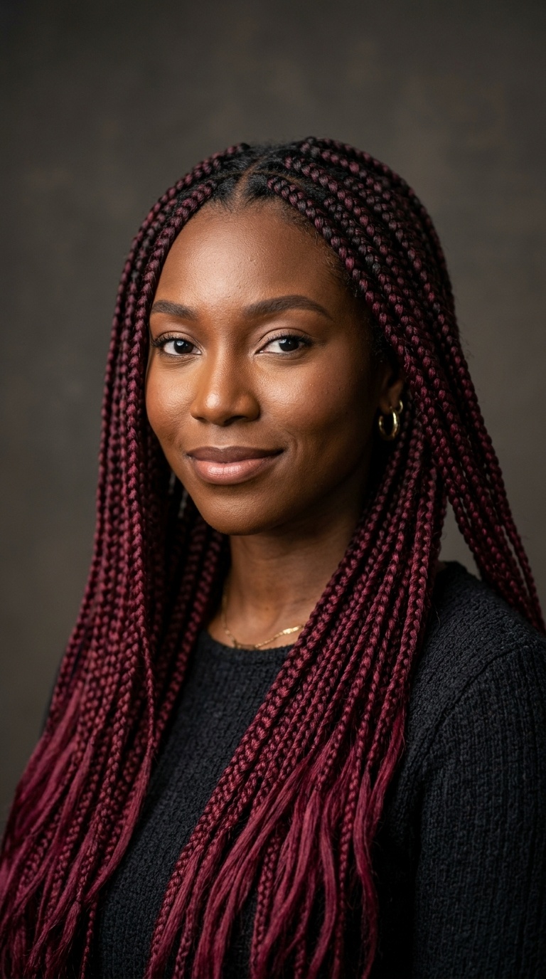Ombré Burgundy Box Braids