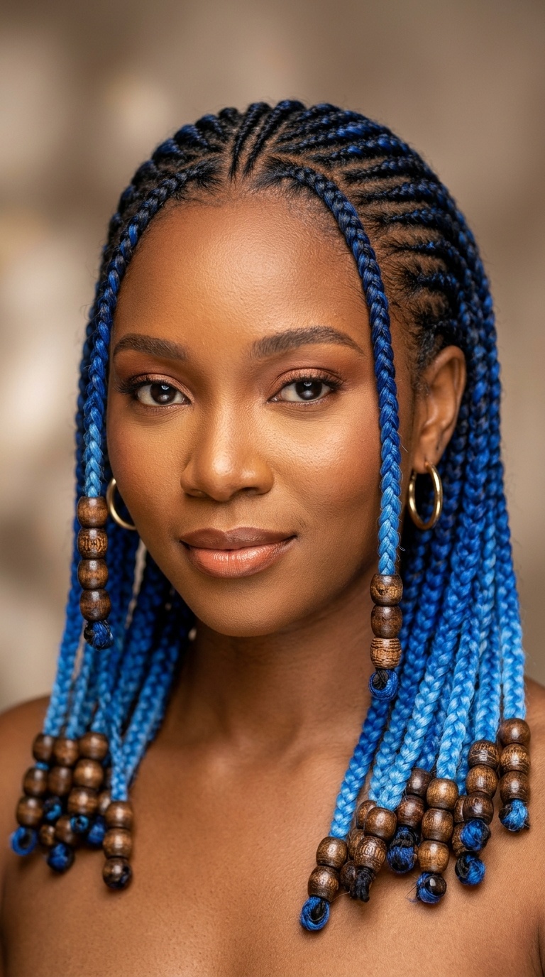 Ombre Blue Feed-ins with Wooden Beads