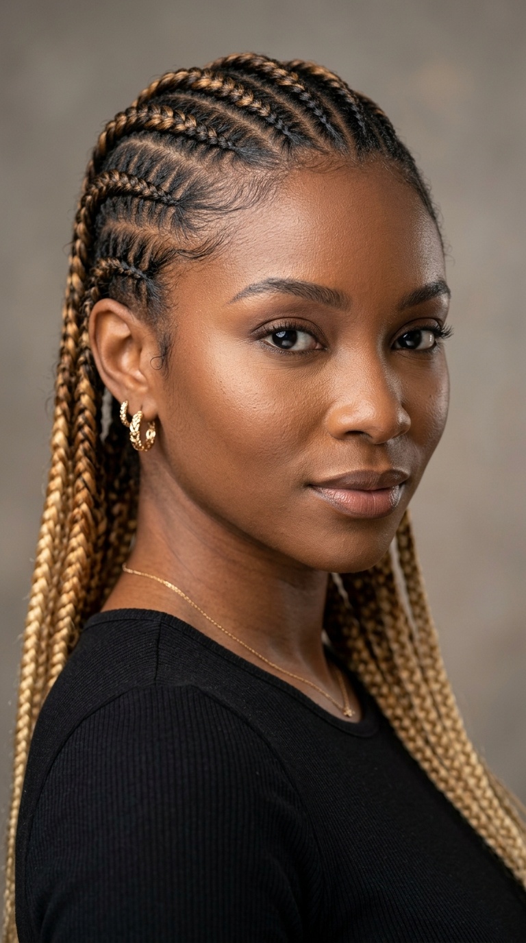 Ombre Brown to Blonde Tribal Cornrows