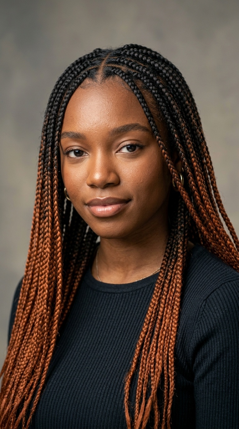 Ombre Knotless Braids (Black to Copper)
