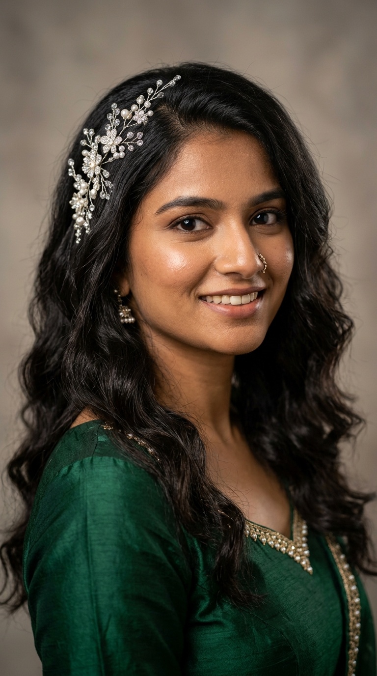 Open Hair with Shimmery Hair Vine