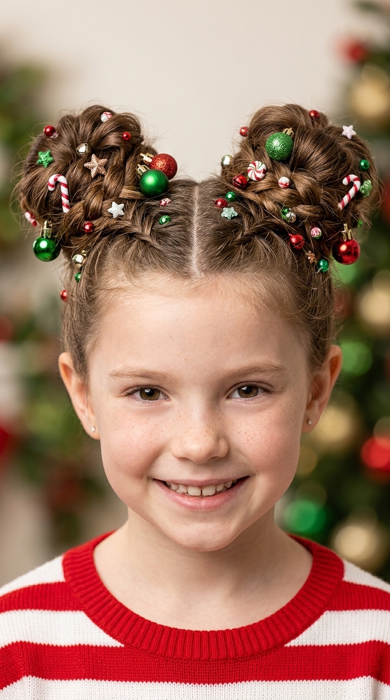 Ornament-Studded Grinch Space Buns