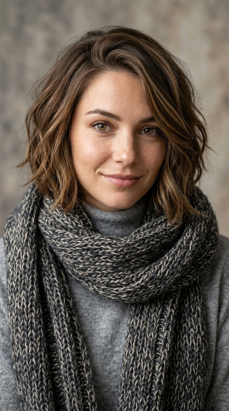 Oversized Scarf-Wrapped Bob