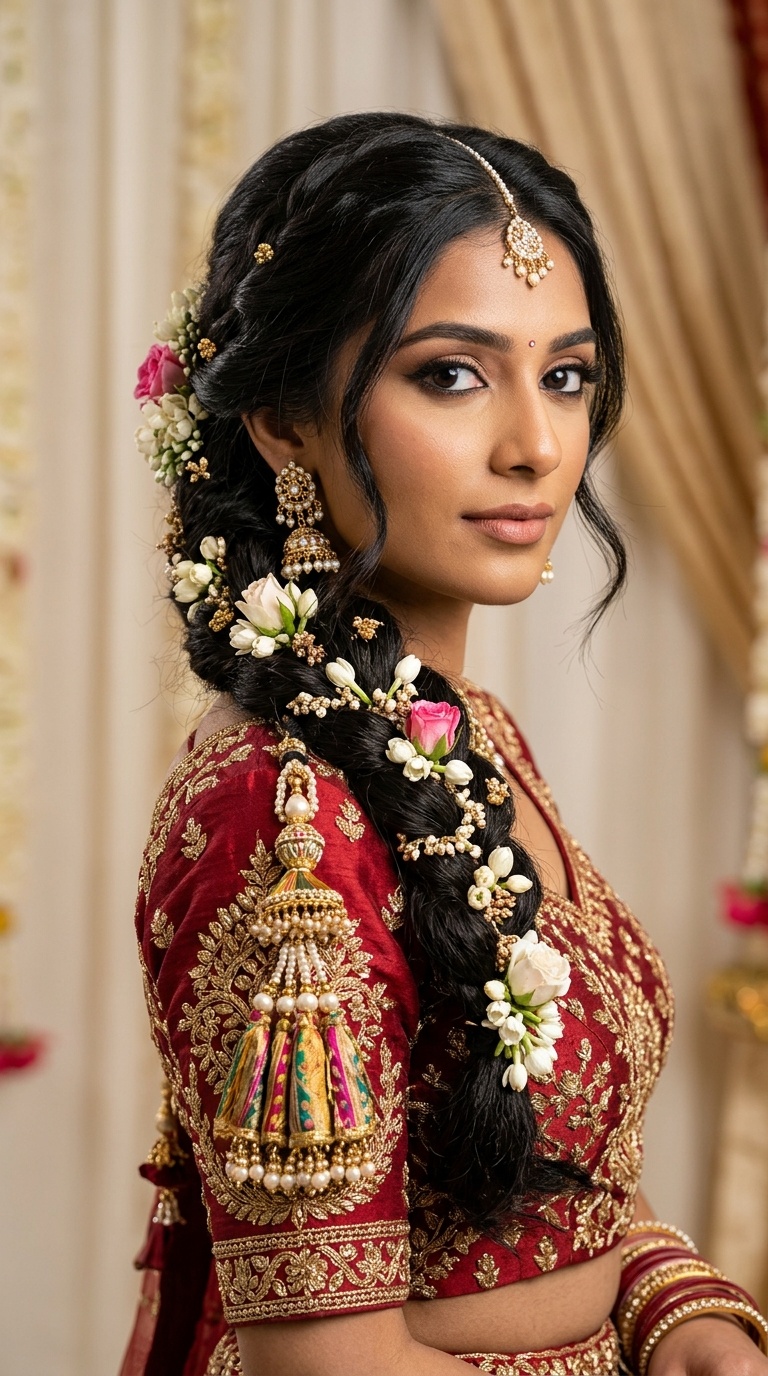 Parandi Braid with Floral Accents