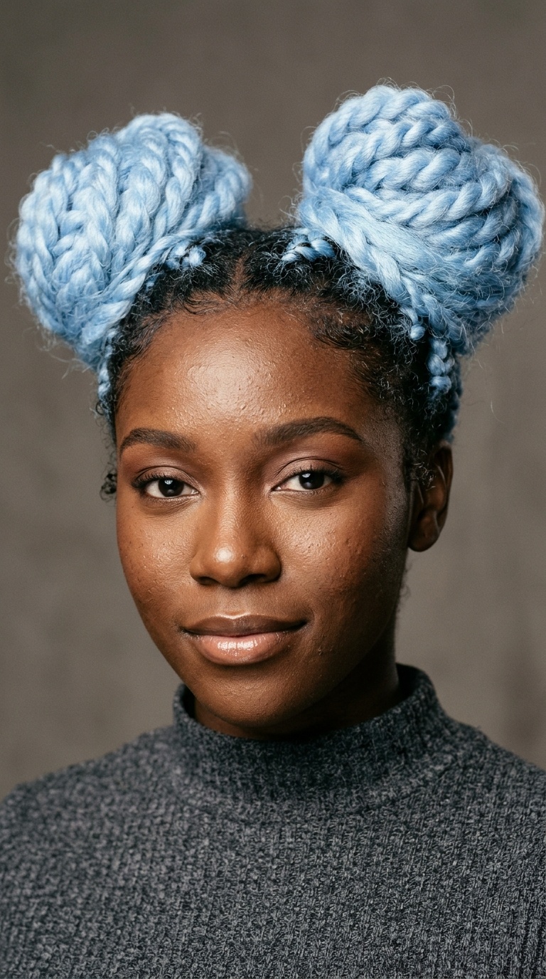 Pastel Blue Space Buns