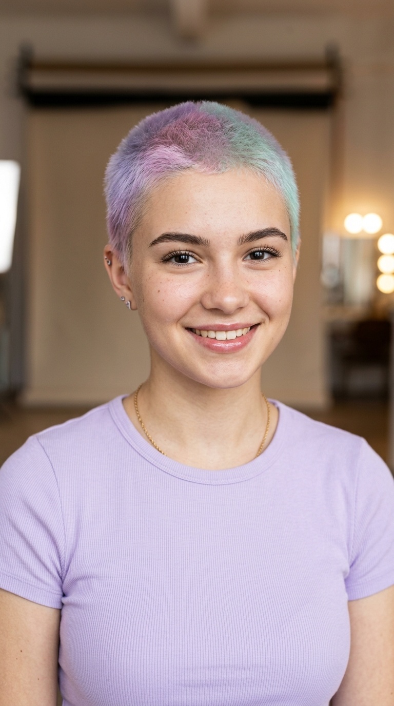 Pastel Colored Buzz Cut