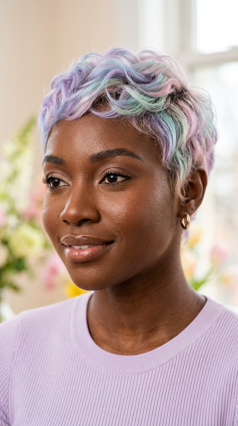 Pastel Colored Pixie Cut