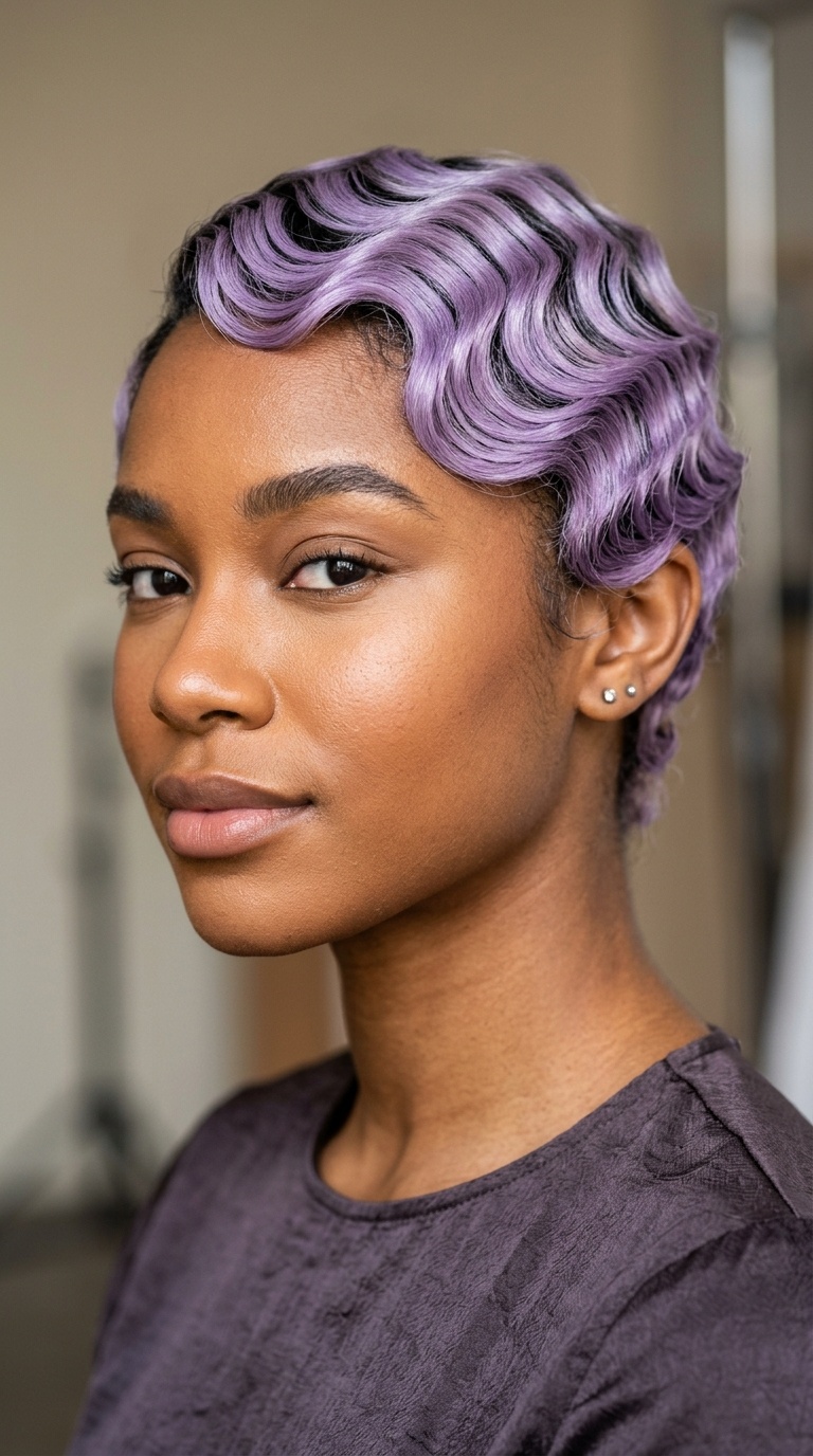 Pastel Lavender Finger Waves