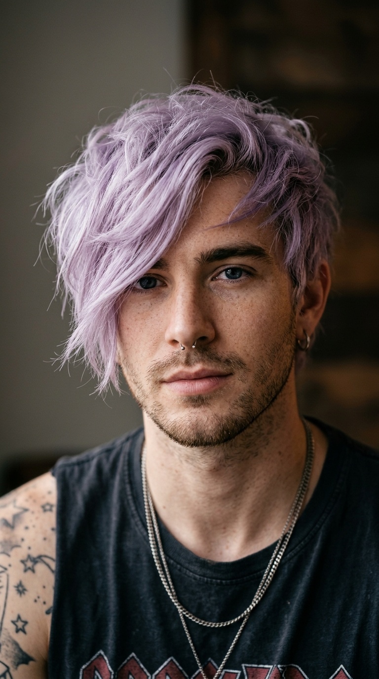 Pastel Lavender Soft Emo Cut