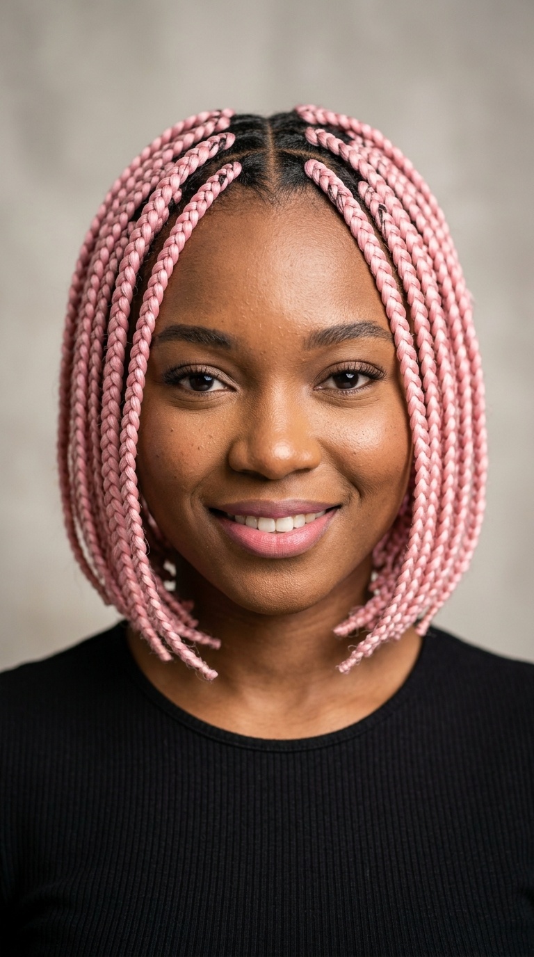 Pastel Pink Short Braids