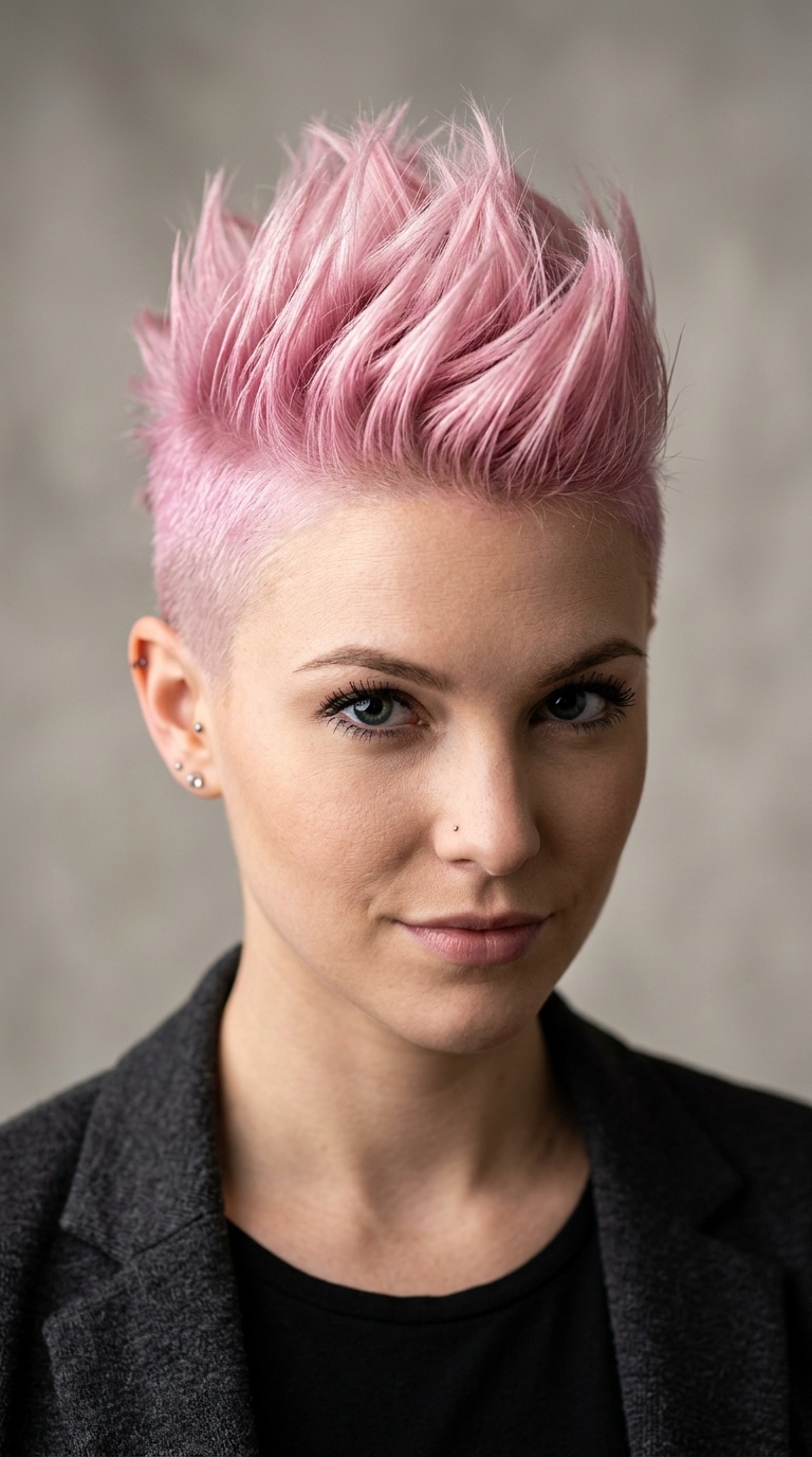 Pastel Pink Spiked Mohawk