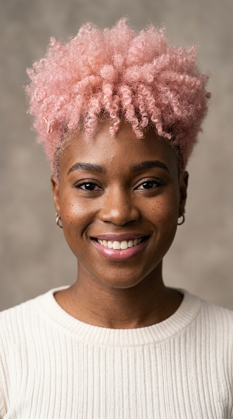 Pastel Pink Tapered Afro
