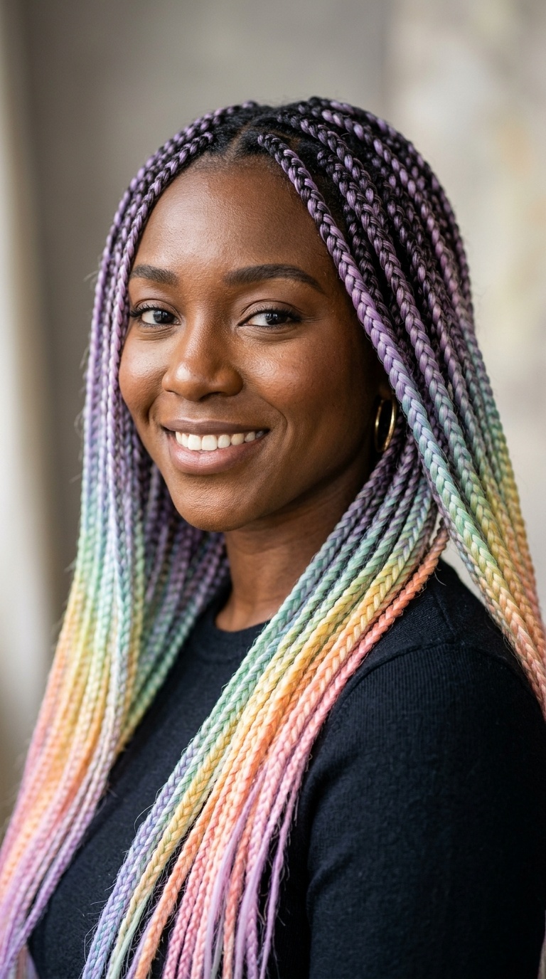 Pastel Rainbow Ombre Braids