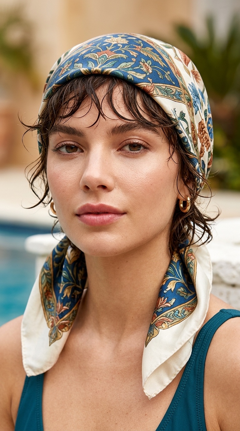 Patterned Silk Scarf Wrap