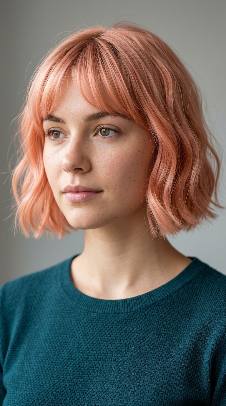 Peachy Pink French Bob