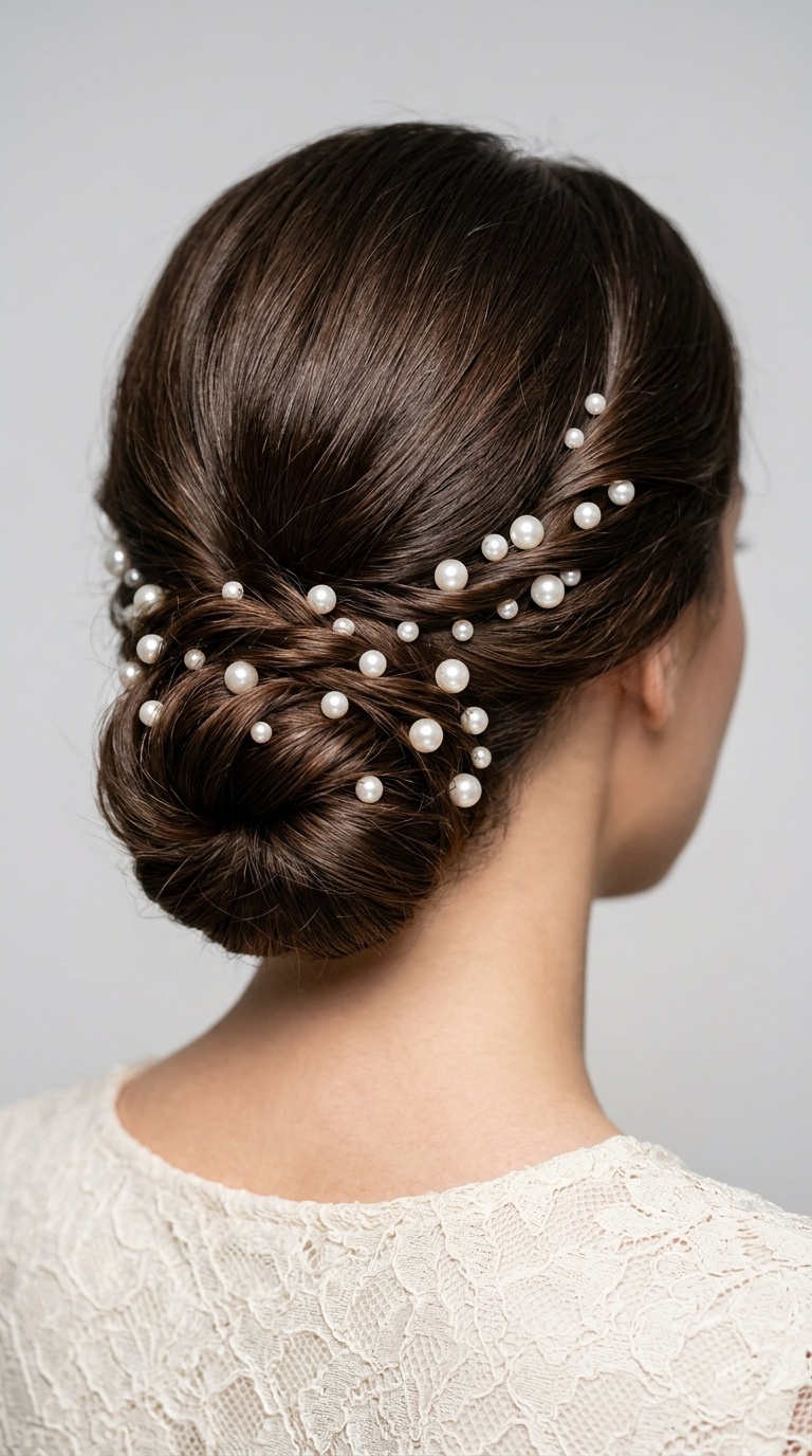 Pearl-Adorned Low Bun