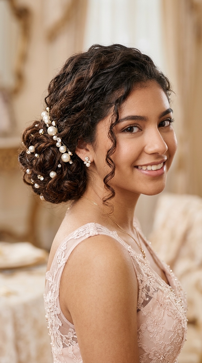 Pearl-Adorned Low Bun