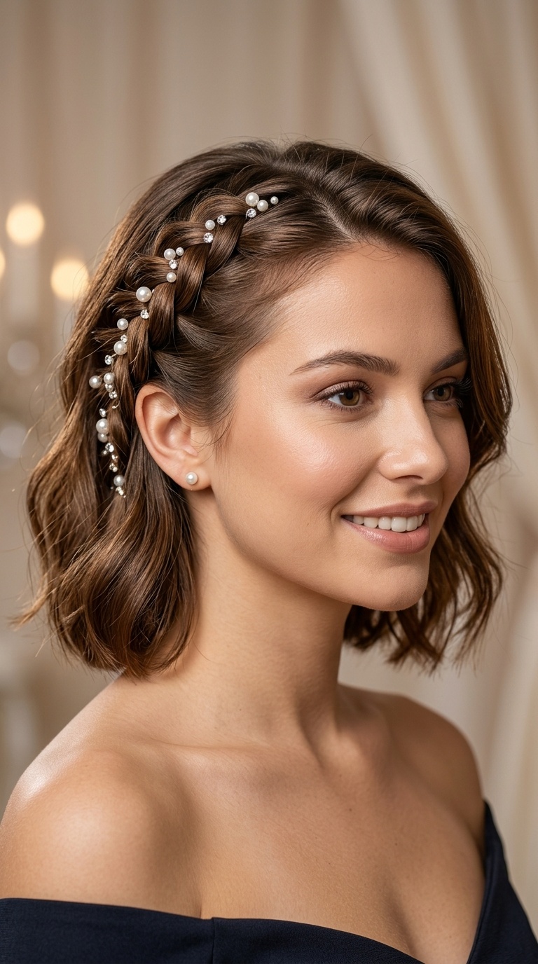 Pearl-Adorned Side Braid