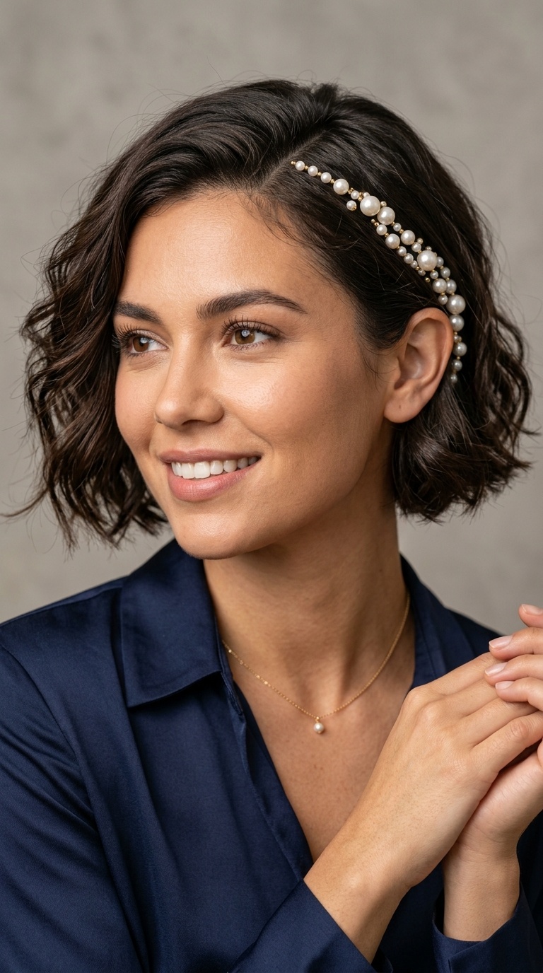 Pearl-Adorned Side Part
