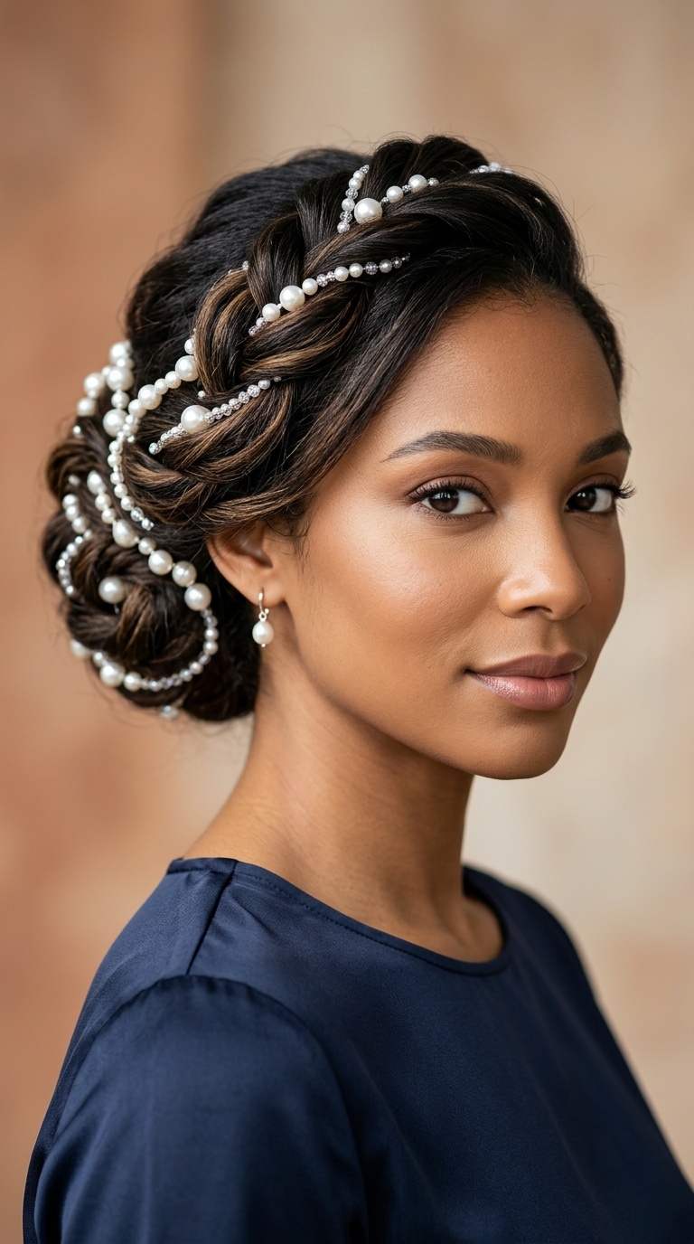 Pearl-Adorned Twisted Updo