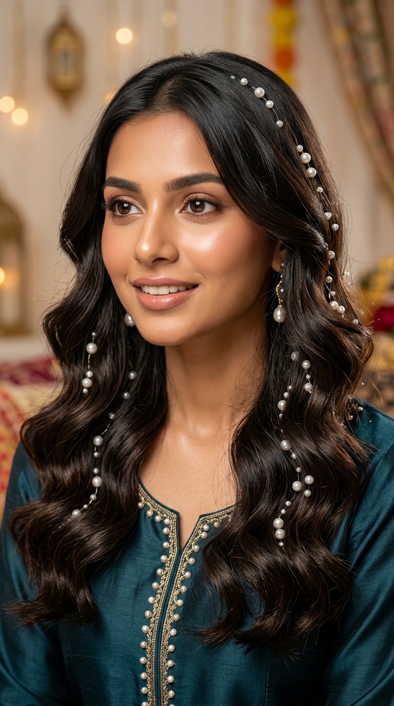 Pearl-Embellished Loose Waves