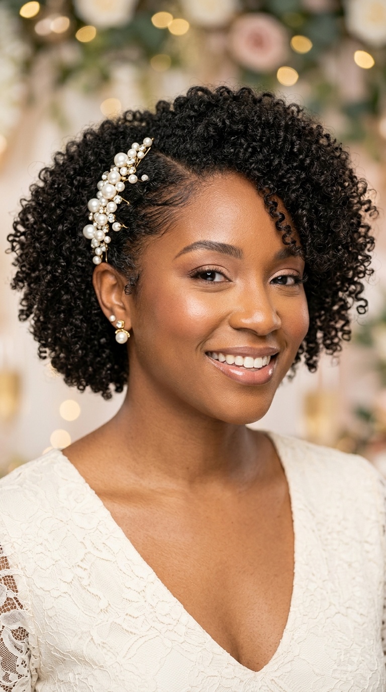 Pearl-Encrusted Deep Side Part