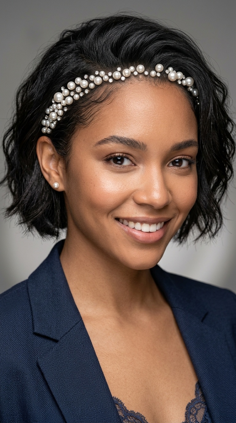Pearl-Encrusted Hairline