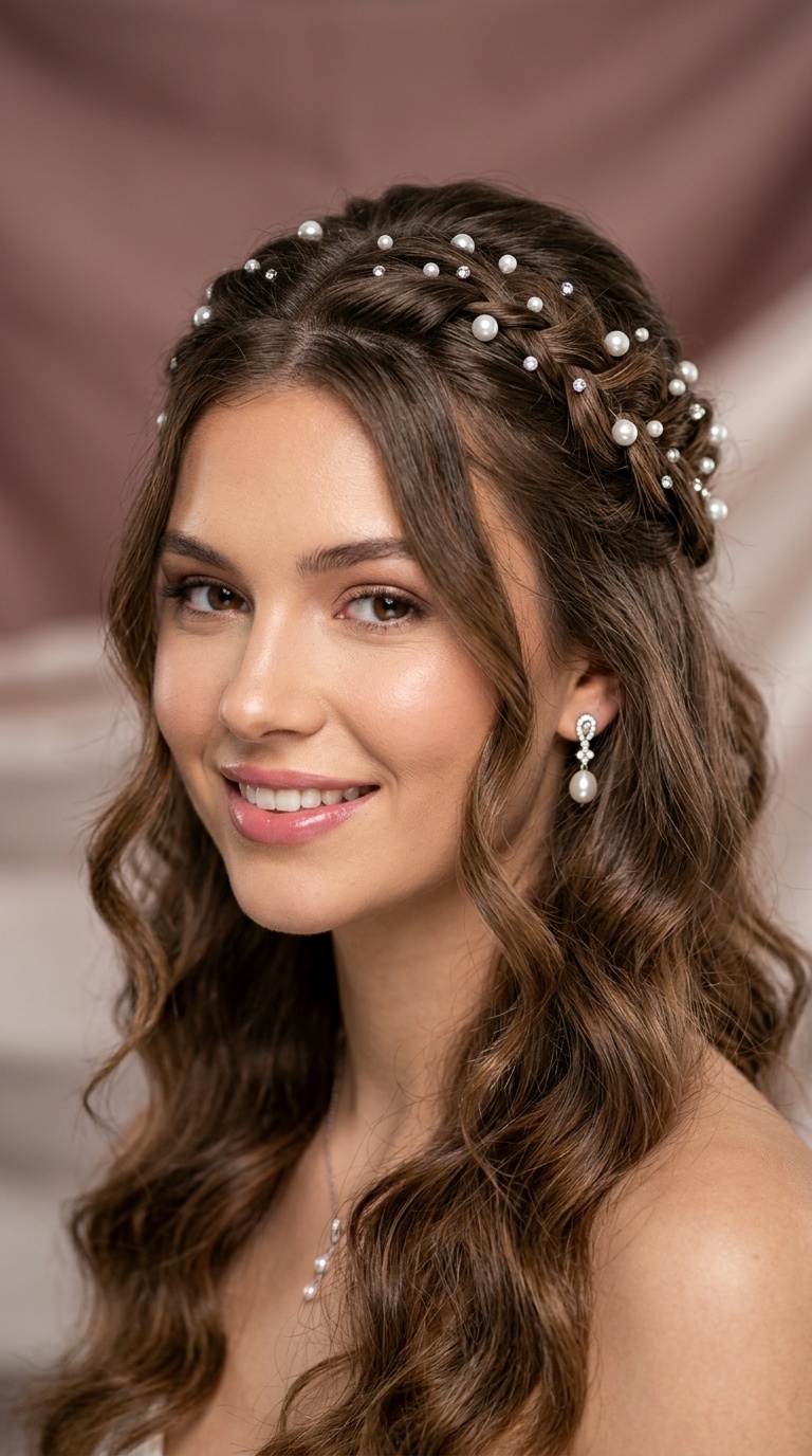Pearl-Encrusted Half-Up