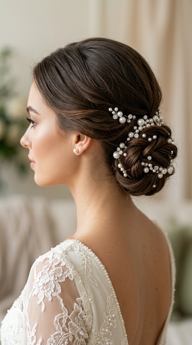 Pearl-Encrusted Low Bun