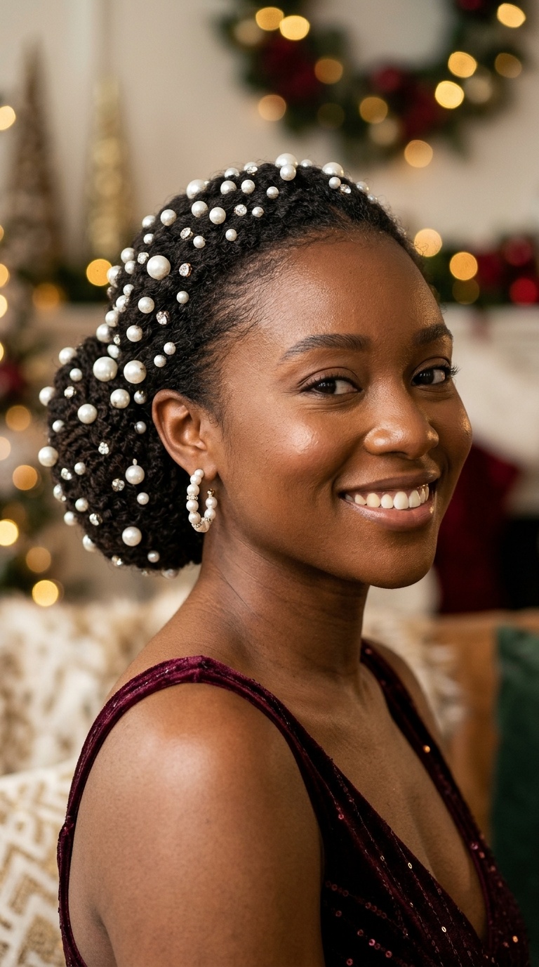 Pearl-Encrusted Low Bun