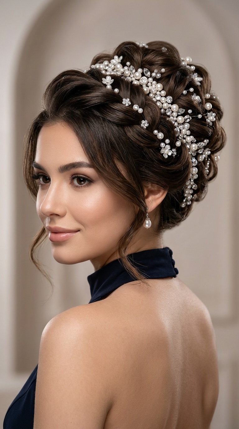 Pearl-Encrusted Sculptural Updo