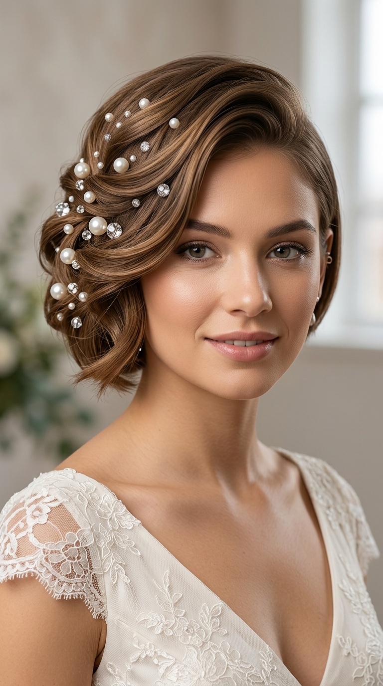 Pearl-Encrusted Side Sweep