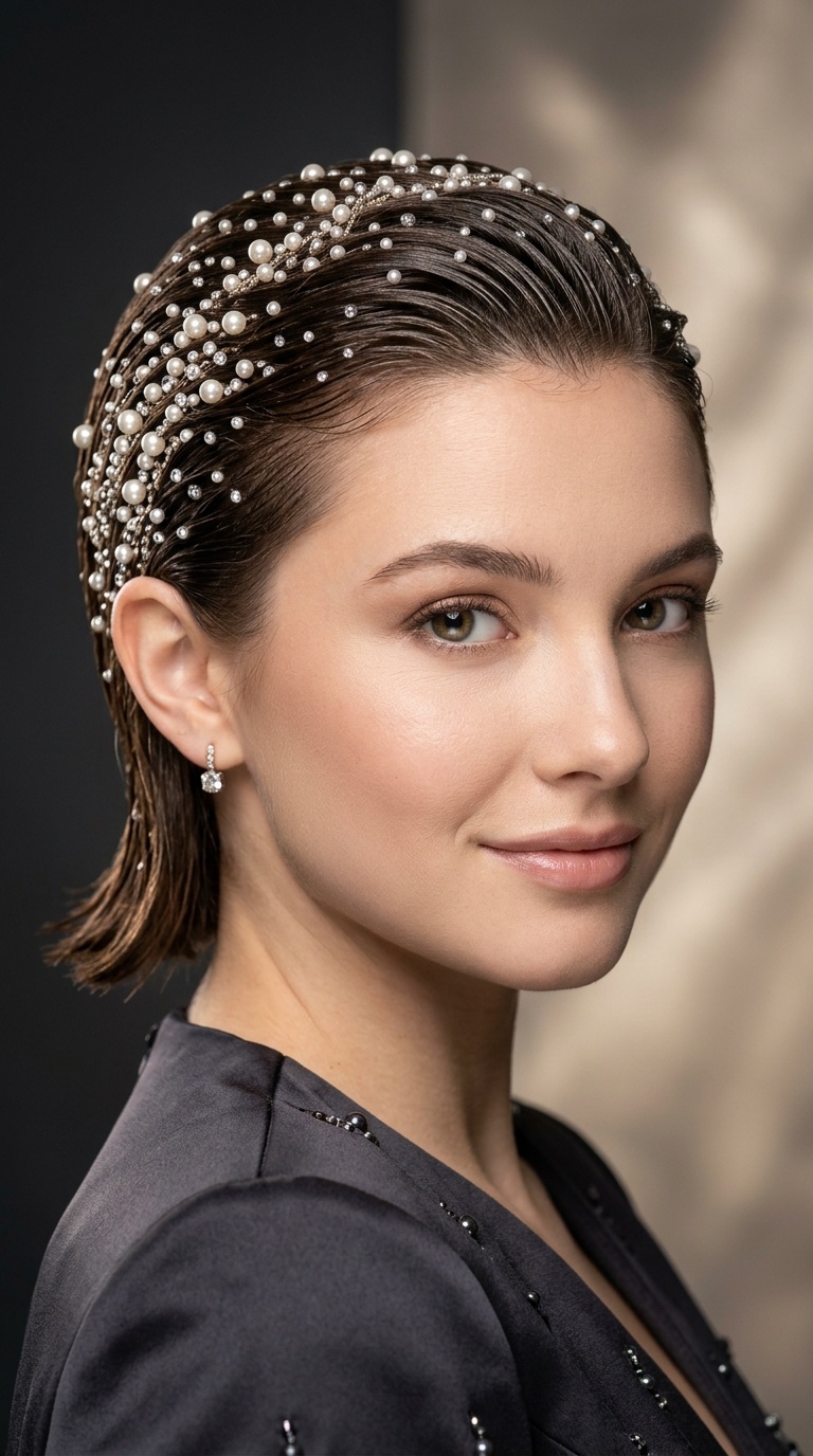 Pearl-Encrusted Slick Back