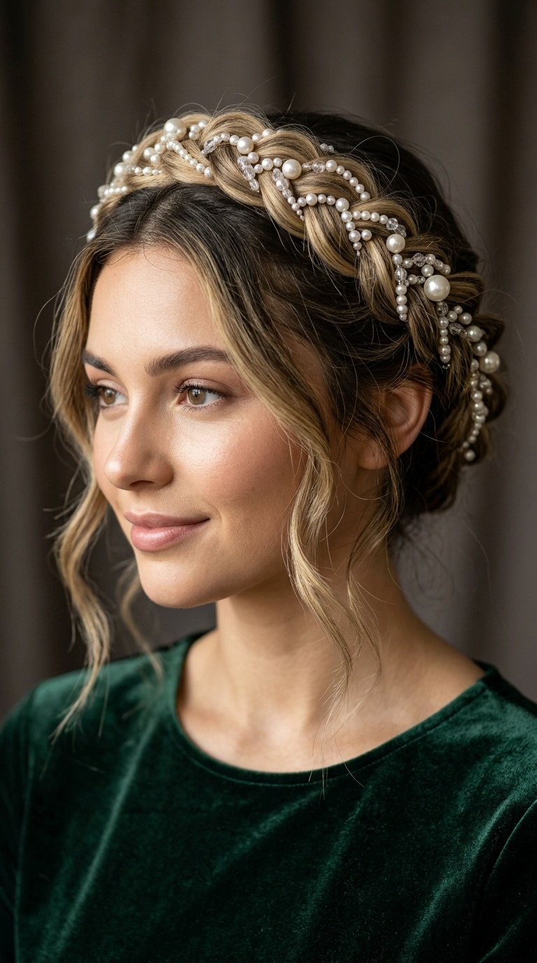 Pearl-Inlaid Braided Crown