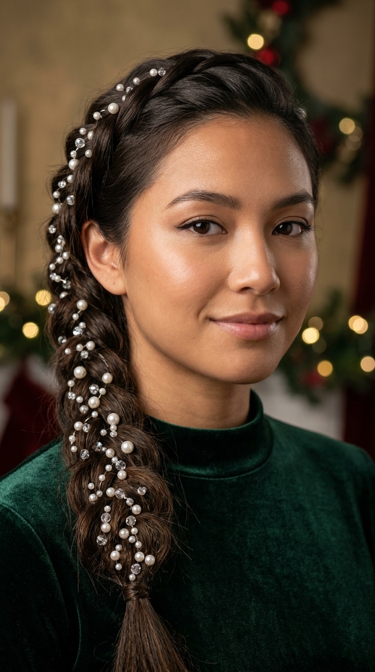 Pearl-Inlaid Side Braid
